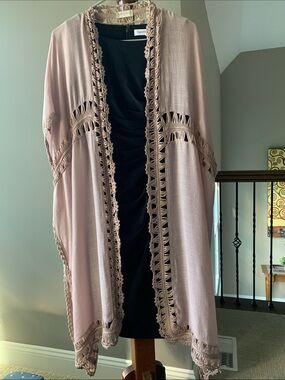 Altar'd State Women Open Front Kimono Wrap - Blush Pink